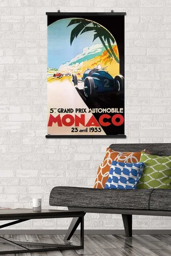 Vista 3 de Trends International Grandprix Automobile Monaco 1933 - Póster de pared Versión enmarcada Barnwood