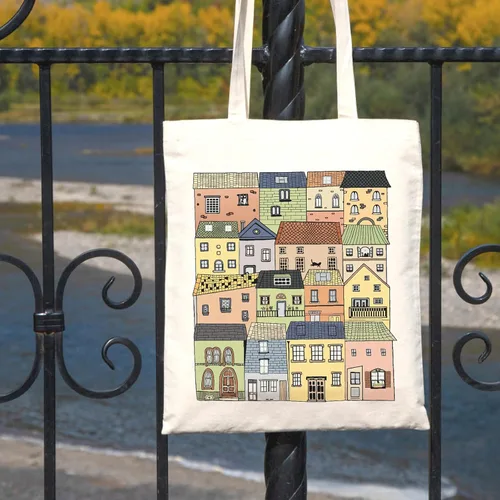 Vista 6 de THEYGE Bolsa de lona vintage para mujer, bolsa de lona estética con bolsillo, de algodón, reutilizable, bolsa de comestibles para la playa, compras