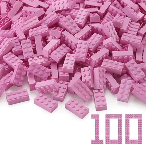 Vista 29 de Feleph 100 piezas 2 x 4 Ladrillos Piezas Negras Partes Clásico Juego Creativo Bloques de Construcción Juego de Partes Accesorios de Juguete