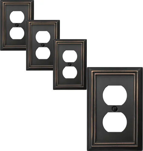 Vista 18 de OKAWYC Adler - Placa de pared de metal para interruptor de luz de decoración individual, paquete de 2 unidades de bronce envejecido de 1 banda