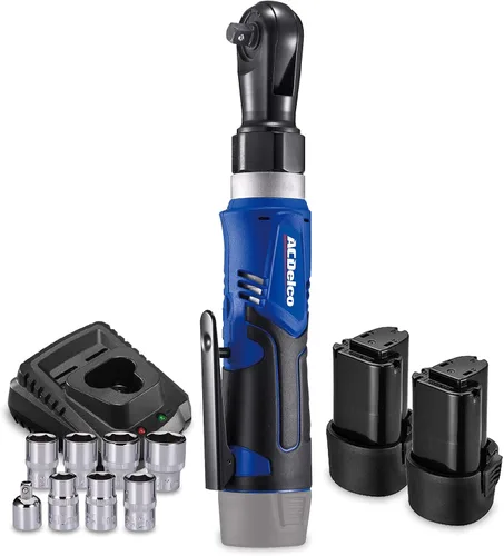 ACDelco ARW1209-P2 G12 Series - Juego de herramientas de llave de trinquete inalámbrica de iones de litio de 12 V, 3/8” 45 pies-libra con 2 baterías