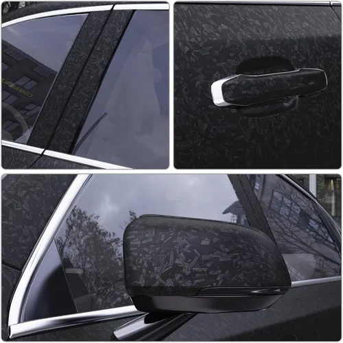 Vista 4 de Lypumso Rollo de vinilo de fibra de carbono forjado negro mate, antiarrugas, libre de burbujas, calcomanía de repuesto para auto, vinilo