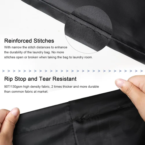 Vista 2 de Polecasa - Bolsa de lavandería pequeña y resistente de 21 x 24 pulgadas, con tela de 3.8 oz/yd², asas y cordón ajustable, fácil de llevar, ideal Rosa