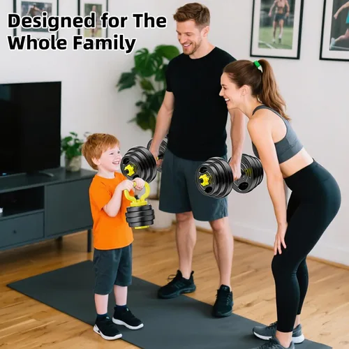 Vista 8 de Juego de mancuernas ajustables, pesas libres de 10 a 90 libras con conector – mancuernas 4 en 1, barra, pesa rusa y soporte para flexiones, juego