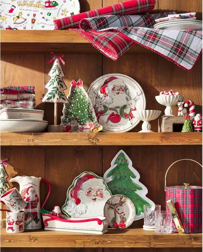 Vista 4 de Mud Pie Juego de Aperitivo de Navidad, reno, plato 6 1/2" (de) diámetro