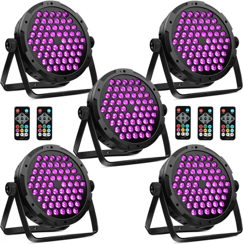 Vista 11 de Luces de escenario RGB de 60 LED, 90 W, regulables, multimodos activados por sonido, control remoto y DMX, eléctrico con cable, luces elevadas