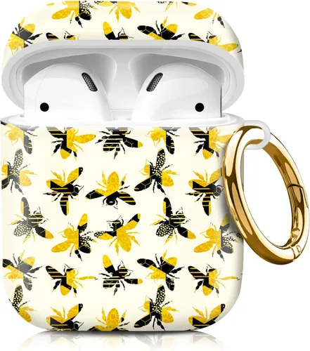 Vista 8 de Compatible con funda para Airpod 1 y 2, carcasa protectora rígida con llavero, funda de diseño elegante para AirPod, ideal para mujeres, compatible
