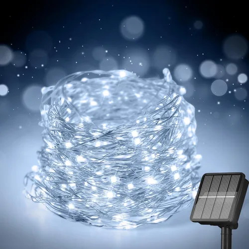 Vista 11 de Selarlyt - Cadena de luces solares para exteriores, 200 LED de 72 pies, 8 modos, luces de hadas con energía solar, impermeables para decoración