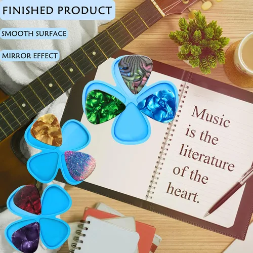 Vista 4 de Paquete de 6 púas de guitarra, moldes de resina epoxi, plectrums de guitarra, molde de fundición de silicona, moldes para hacer joyas