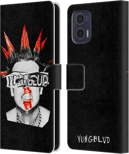 Head Case Designs Officially Licensed Yungblud Face Graphics Leather Book Wallet Case Cover Compatible with Motorola Moto G73 5G