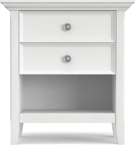 Vista 6 de SIMPLIHOME Mesa de noche Amherst - Mesa de noche de 24 pulgadas de ancho en madera maciza color blanco, mesa auxiliar o de cabecera para dormitorio