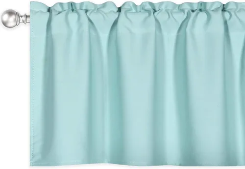 Vista 7 de DECOVSUN Cenefas Aqua para ventanas de cocina, con bolsillo para barra, opacas, con aislamiento térmico, 1 panel de 42 x 18 pulgadas