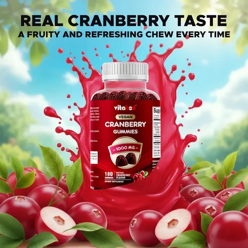 Vista 7 de Gomitas de arándano Suplemento para la salud del tracto urinario - 1000 mg - 180 gomitas a base de pectina