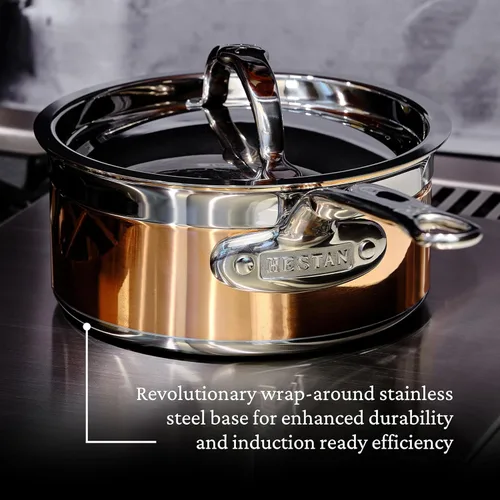 Vista 6 de Hestan - Colección CopperBond - Cacerola de cobre 100% puro, compatible con cocina de inducción, 1.5 cuartos
