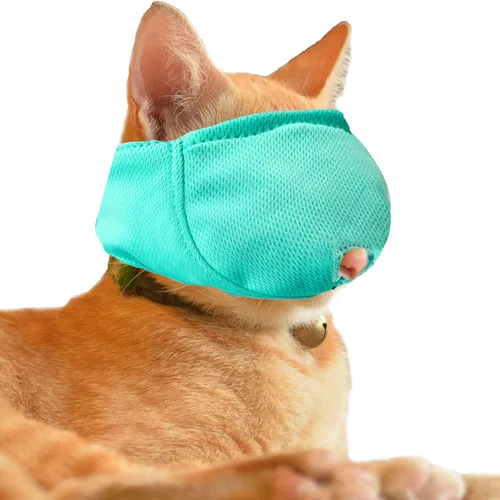 Vista 6 de Bozal para gatos con malla transpirable, bozal protector bucal de gato para evitar mordeduras y masticar (XS - negro)