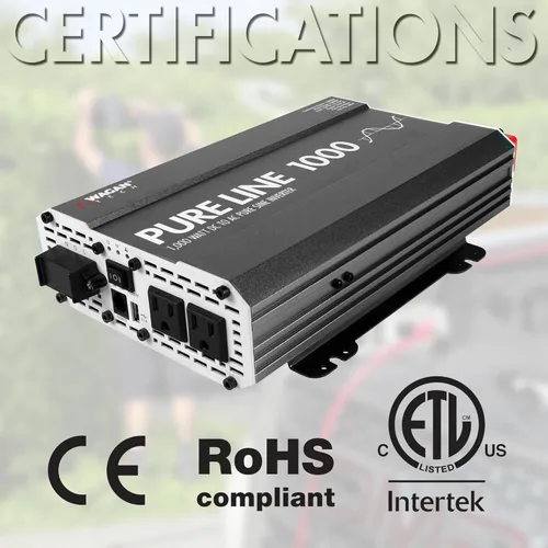 Vista 6 de Wagan EL3804 - Inversor de línea pura de 1000 vatios CC, 12 V a 110 V CA, inversor de corriente de onda sinusoidal pura para el hogar, RV, camping