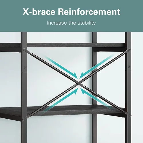 Vista 6 de Denkee Estante para hornear de 5 niveles para cocina con almacenamiento, estante industrial para microondas, barra de café para espacios pequeños