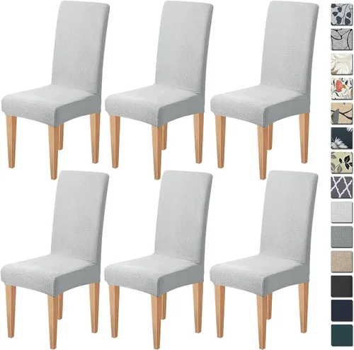 Vista 19 de Dioxide Fundas de Silla de Alto Estirar para Sillas de Comedor, Juego de Fundas de Silla de Comedor Lavables de 4, Fundas de Asiento de Silla