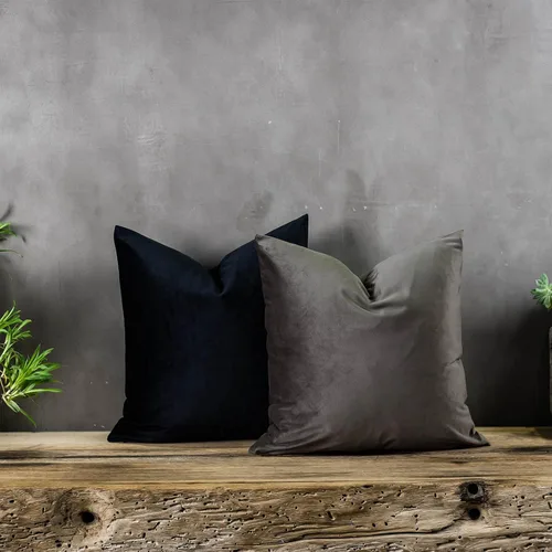 Vista 3 de Juego de 2 fundas de almohada de terciopelo suave negro de 14 x 14 pulgadas para sofá, cama, sala de estar, fundas decorativas de lujo cuadradas