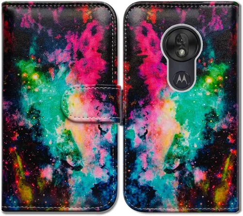 Vista 16 de Bcov Funda para Moto G7 Play 2019, funda para Moto G7 Optimo, funda colorida de piel con libélula con soporte para ranura para tarjetas y soporte