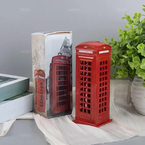 Vista 5 de AUEAR, Caja modelo de moneda del dinero de la hucha de la cabina telefónica de Londres de 7 pulgadas para la decoración del hogar