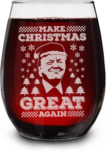 shop4ever Donald Trump Make Christmas Great Again - Copa de vino grabada sin tallo, 15 onzas, regalo político