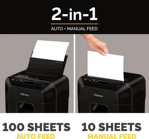 Vista 3 de Fellowes 10M7 Powershred - Trituradora de papel de escritorio con microcorte de 10 hojas