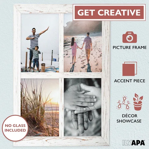 Vista 4 de Ilyapa - Marco de ventana para decoración de pared, diseño rústico de madera