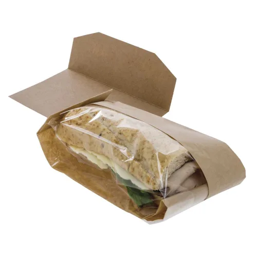 Vista 2 de dublview Togo. Papel Kraft Natural bolsas de sándwich con bandejas414" L x 234" D x 1134" H