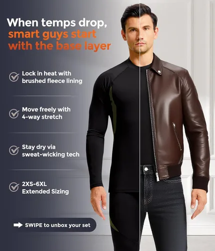 Vista 133 de Conjunto de ropa interior térmica para hombre, ropa interior larga 1#verde militar
