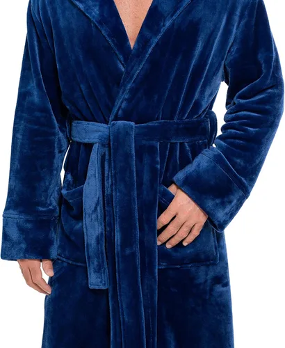 Vista 5 de Turquaz Plush Robes For Men, Soft Fuzzy Hooded Mens Bathrobes, Long Comfy Robe For Men