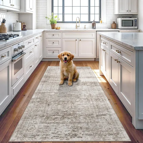 Vista 120 de Alfombra de pasillo lavable de 2 x 3: alfombras antideslizantes con parte trasera de goma, alfombra de cocina suave, alfombra pasillo estilo granja