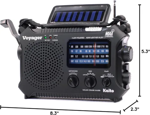 Vista 10 de Radio de alerta meteorológica Kaito KA500 de emergencia AM/FM/SW con 5 funciones Negro