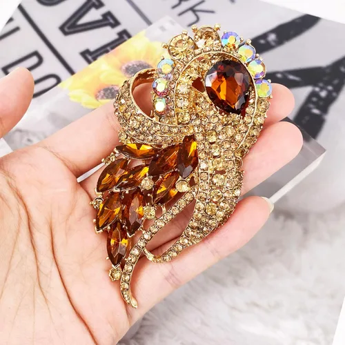 Vista 3 de LAXPICOL Broche de ala de ramo de flores elegantes de cristal austriaco transparente vintage para mujer