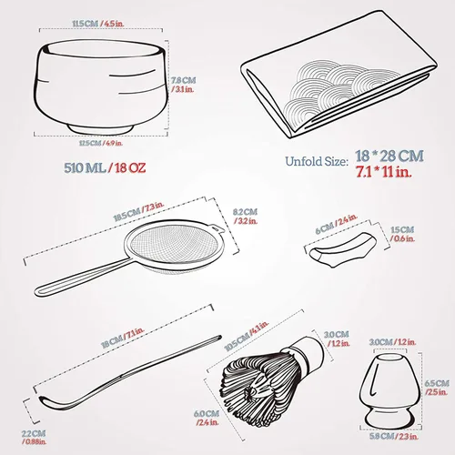 Vista 8 de TEANAGOO Juego de 7 piezas de batidor de matcha, juego de matcha para ceremonia, kit de matcha Junware-Azul, juego de té matcha para hacer