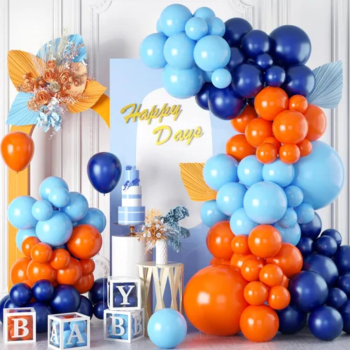 Vista 10 de Kit de arco de guirnalda de globos coloridos, globos surtidos de arcoíris, globos de látex de confeti multicolor, rosa intenso, pavo real, azul