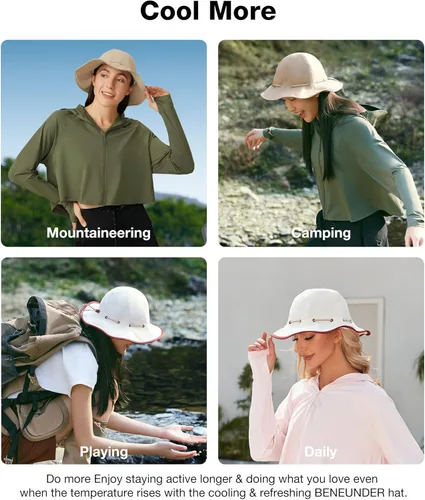 Vista 7 de BENEUNDER Bucket Hat for Women UPF 50+ Sun Hat for Beach Travel Hiking
