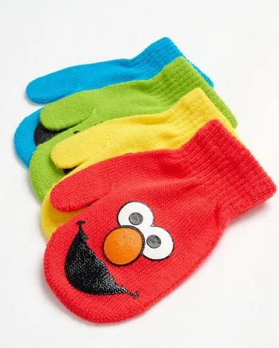 Vista 3 de Sesame Street Manoplas para niños pequeños Elmo, monstruo de las galletas, pájaro grande, Oscar el Grouch (2T-4T)