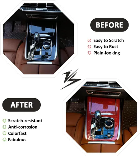 Vista 2 de YIWANG Cubierta de panel de decoración de palanca de cambios para consola central de automóvil ABS para BMW X5 G05 X7 G07 2019 2020