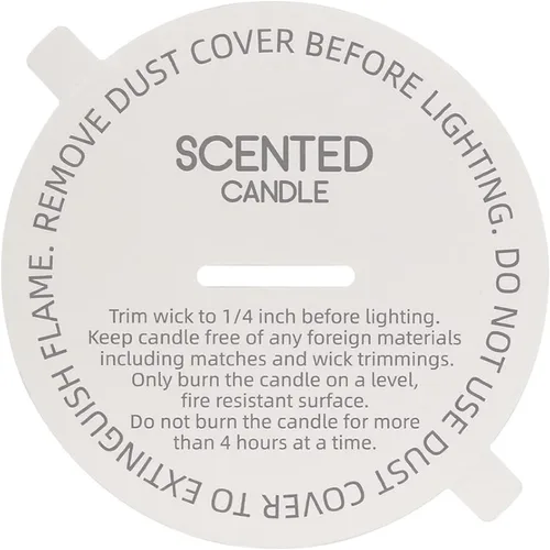 CandMak Cubiertas antipolvo para velas, 160 tapas blancas mate impresas con lengüeta para hacer velas (2.125 pulgadas)