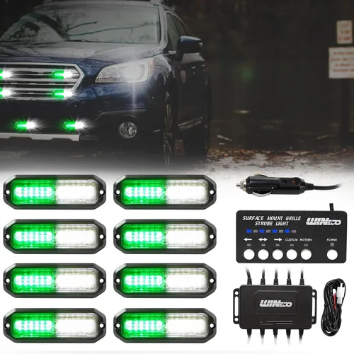 Vista 13 de WINECO Luces de emergencia para vehículos, Kit de luces estroboscópicas de emergencia de montaje en superficie de la parrilla de la luz de la Ámbar