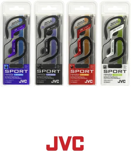 Vista 8 de Audífonos deportivos ajustables con mando y micrófono, color azul JVC HAEBR80A Negro