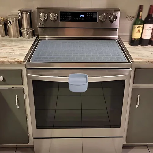 Vista 6 de Fundas para estufa eléctrica, protector de silicona de 28 x 20 pulgadas, cubierta superior de estufa de vidrio, resistente al calor y antideslizante