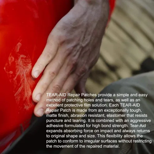 Vista 5 de TEAR-AID Kit de reparación subacuática, parche transparente tipo B para materiales recubiertos de vinilo y vinilo, repara grietas submarinas