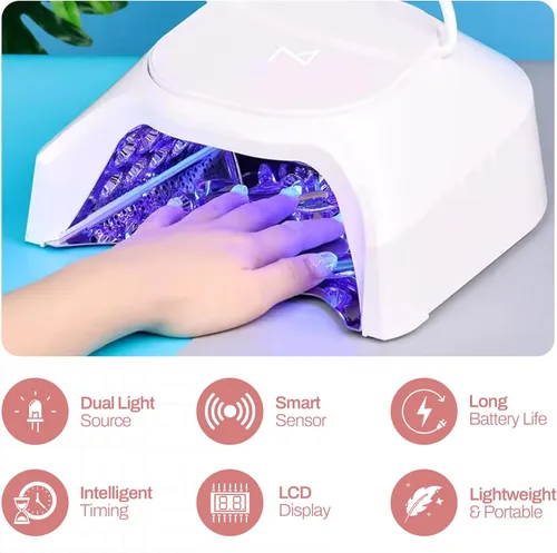 Vista 8 de M - GlowPro - Lámpara de curado de uñas híbrida profesional de 86 W inalámbrica recargable UV LED, secadora de uñas inalámbrica para uñas de gel