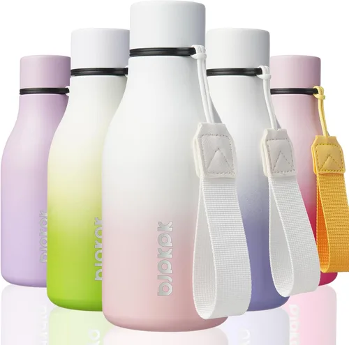 Vista 64 de BJPKPK - Botellas de agua aisladas, botella de agua de metal de acero inoxidable de 25 oz con correa, jarras, tazas, frascos libres de BPA a prueba