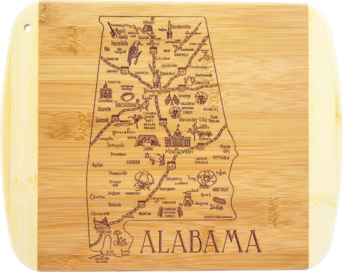 Totally Bamboo A Slice of Life Alabama State Tabla de servir y cortar, 11 x 8.75 pulgadas