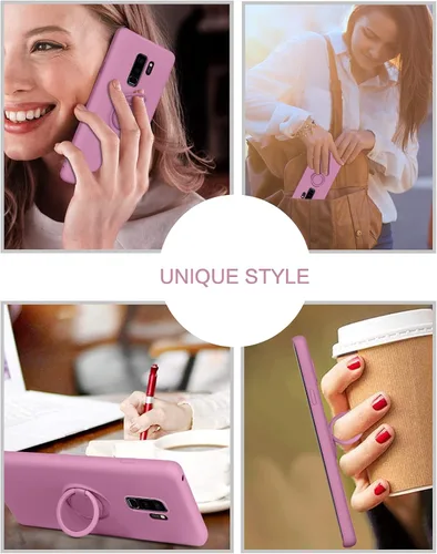 Vista 7 de KANGYA - Funda para Samsung Galaxy S9 Plus, silicona delgada, soporte con soporte de anillo de 360°, soporte para automóvil Samsung Galaxy S9+ Plus