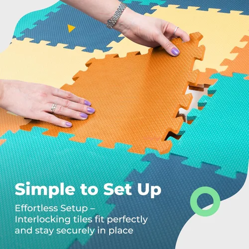 Vista 9 de MioTetto Tapete de juego para bebé, azulejos de espuma suave para el suelo para niños. Azulejos de espuma entrelazados ajustables, se adapta a