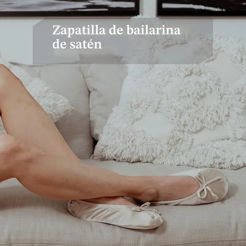 Vista 5 de isotoner - Zapatos satinados para bailarinas, con moño, suela de gamuza Ceniza